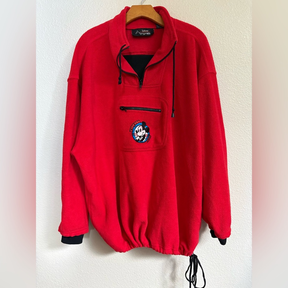 Vintage Disney Mickey Red Quarter-Zip Pullover XL